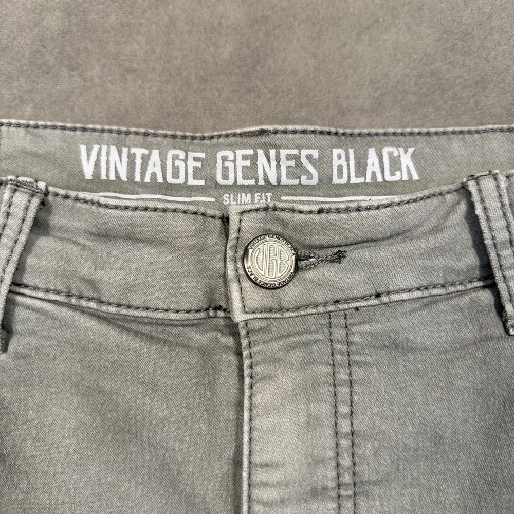 Vintage Genes Black Denim Shorts Mens 36 Gray Slim Fit Stretch Excellent - Picture 2 of 8
